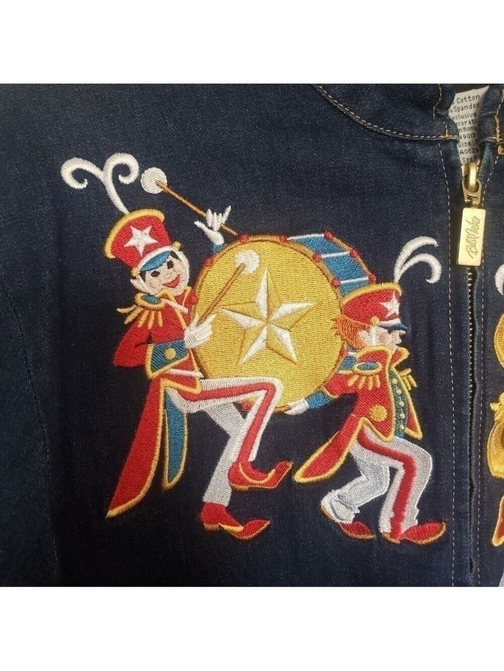 Bob Mackie Jacket Women (M) Marching Band Blue Denim Whimsical Patriotic July 4 - Picture 8 of 16